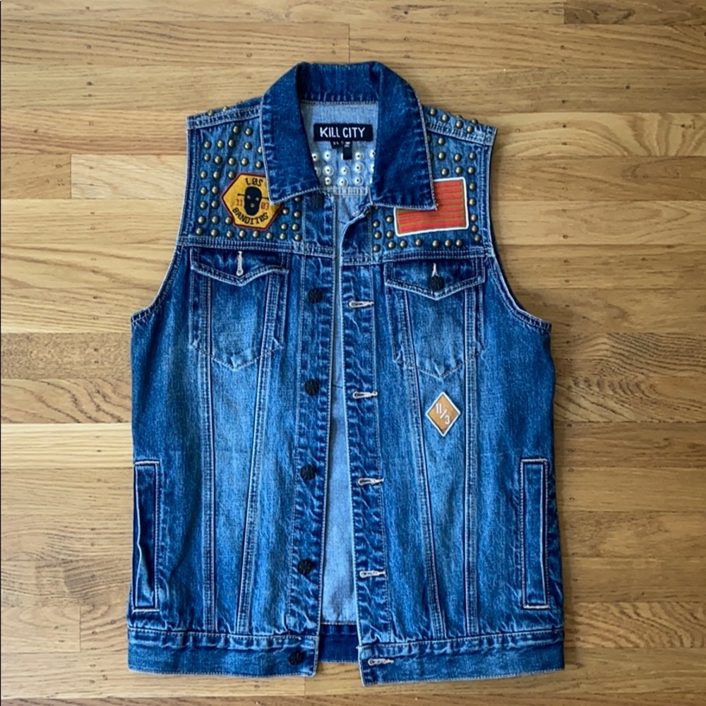 Denim vest with patches
